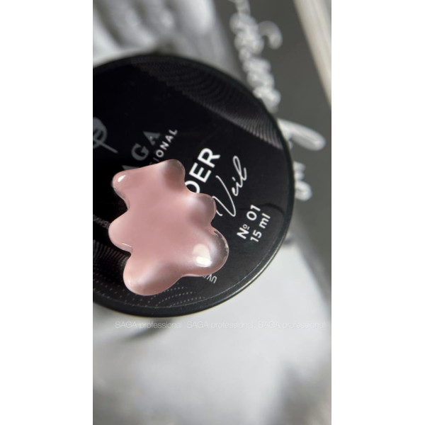 SAGA Professional Builder Gel Veil № 01 Cover Pink - гель для наращиванния, теплый розовый, 15 мл