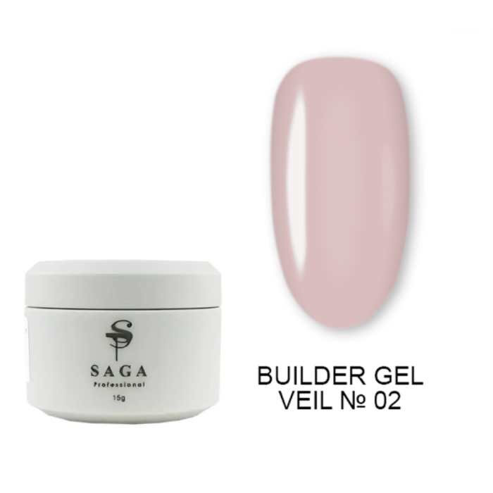 SAGA Professional Builder Gel Veil №02 Orchid - гель для нарощування, теплий бежевий, 15 мл
