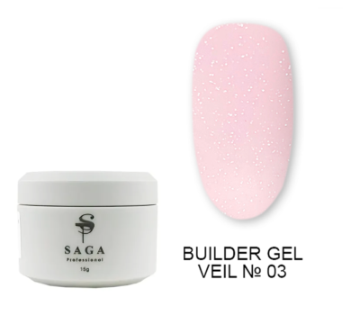 SAGA Professional Builder Gel Veil №03 Shimmer - гель для нарощування, бежевий із шиммером, 15 мл