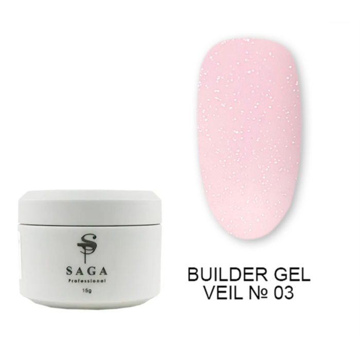 SAGA Professional Builder Gel Veil №03 Shimmer - гель для нарощування, бежевий із шиммером, 15 мл