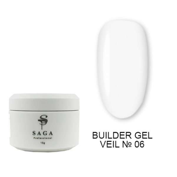 SAGA Professional Builder Gel Veil № 06 Clear - гель для наращиванния, прозрачный, 15 мл