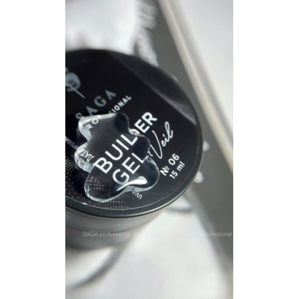 SAGA Professional Builder Gel Veil № 06 Clear - гель для наращиванния, прозрачный, 15 мл