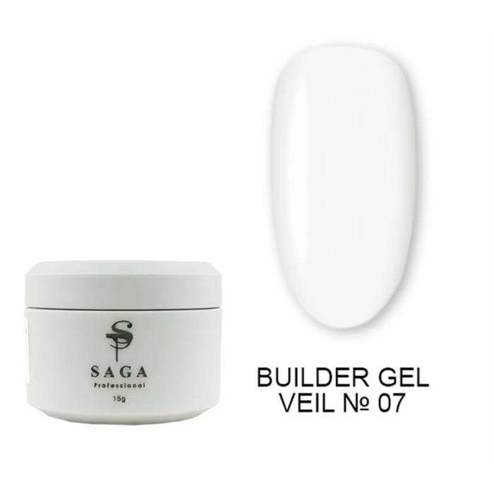 SAGA Professional Builder Gel Veil №07 Milk - гель для нарощування, молочний, 15 мл