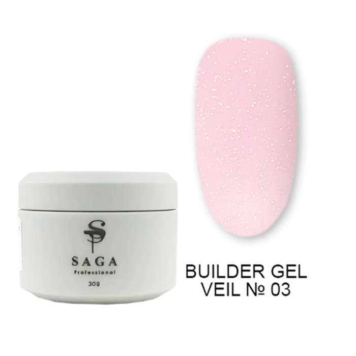 SAGA Professional Builder Gel Veil №03 Shimmer - гель для нарощування, бежевий із шиммером, 30 мл