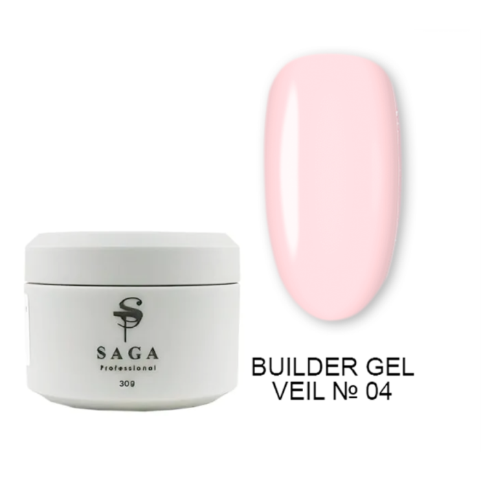 SAGA Professional Builder Gel Veil № 04 Rose Pink - гель для наращиванния, розовый, 30 мл