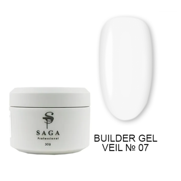 SAGA Professional Builder Gel Veil №07 Milk - гель для нарощування, молочний, 30 мл