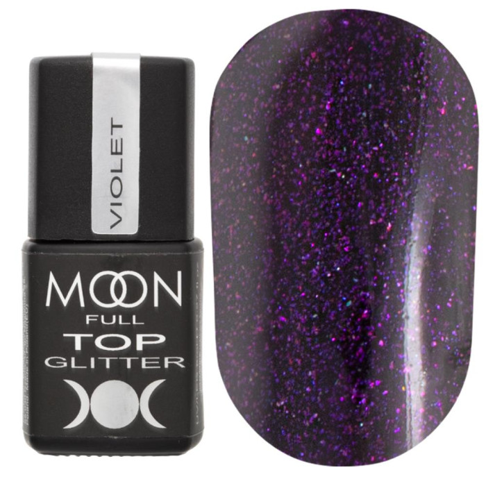 MOON Full Top Glitter № 05 Violet - топ із мікроблиском, 8 мл