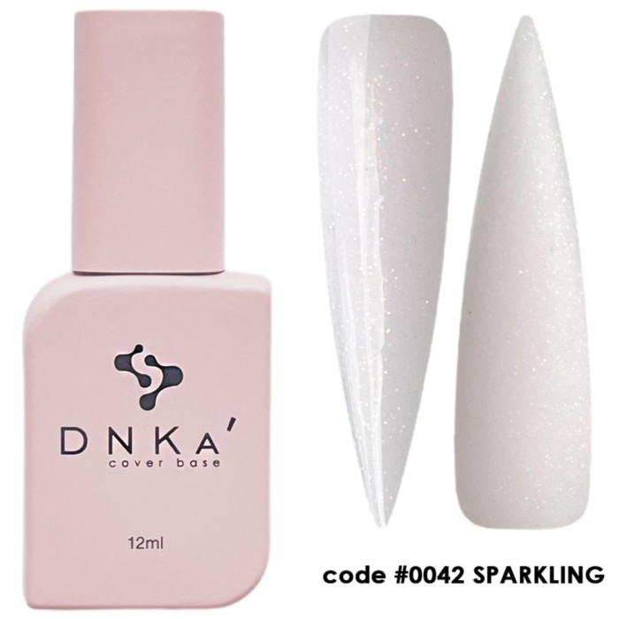 База камуфлююча DNKa Cover Base №0042 Sparkling, холодна, молочно-рожева з шиммером, 12 мл