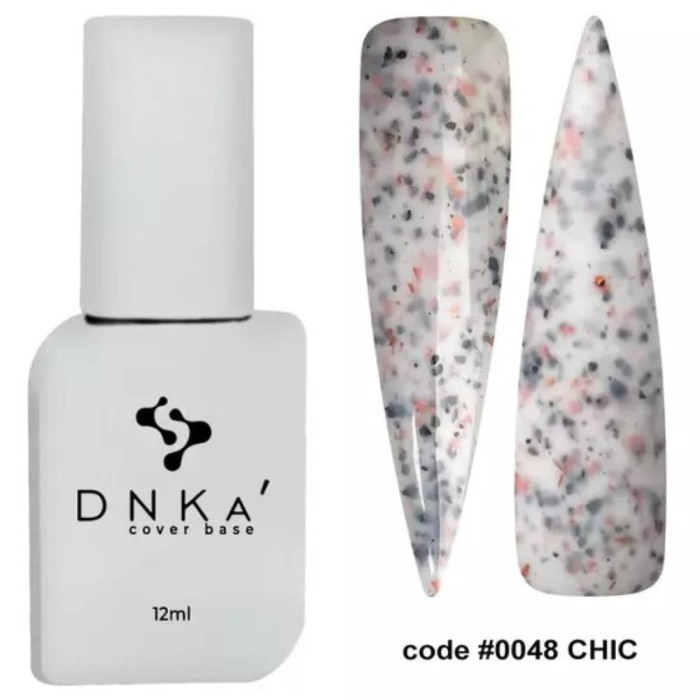 База камуфлююча DNKa Cover Base №0048 Chic, молочна з різнобарвною поталлю, 12 мл