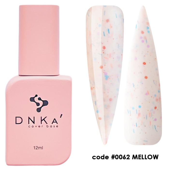 База камуфлирующая DNKa Cover Base №0062 Mellow, нежно-розовая с разноцветным конфетти, 12 мл