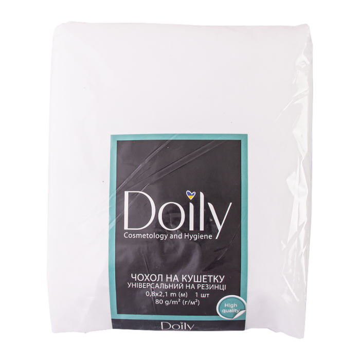 Чехол на кушетку с резинкой универсальный Doily® 0,8х2,1 м (1 шт/пач) из спанбонда 80 г/м2, белый