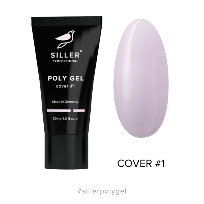 Siller Poly Gel Cover № 1 - полигель для ногтей (бледно-розовый), 30 мл