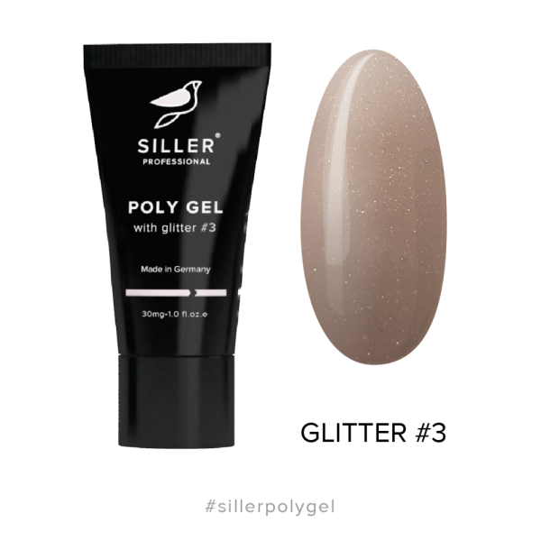 Siller Poly Gel With Glitter № 3 - полигель с глиттером (золотой песок), 30 мл