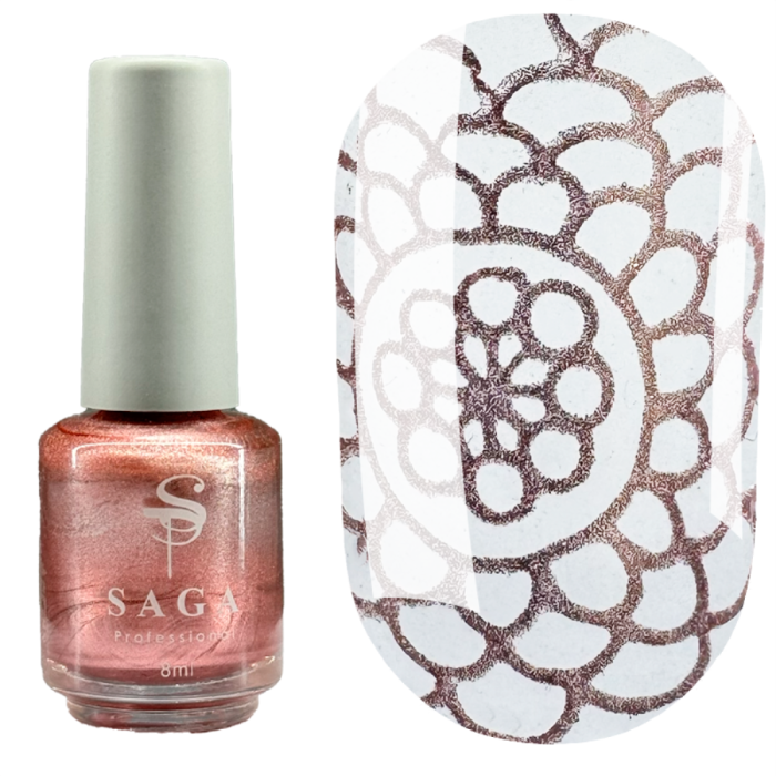Лак-фарба для стемпінгу Saga Professional Stamping Shine №1 хром, без липкого шару, 8 мл