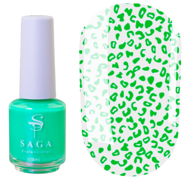 Лак-фарба для стемпінгу Saga Professional Stamping Paint Neon №4, без липкого шару, зелений, 8 мл