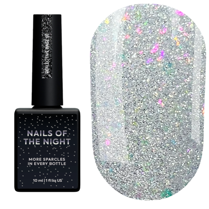 База світловідбивна NAILSOFTHEDAY Base Reflective № 01, срібло, 10 мл
