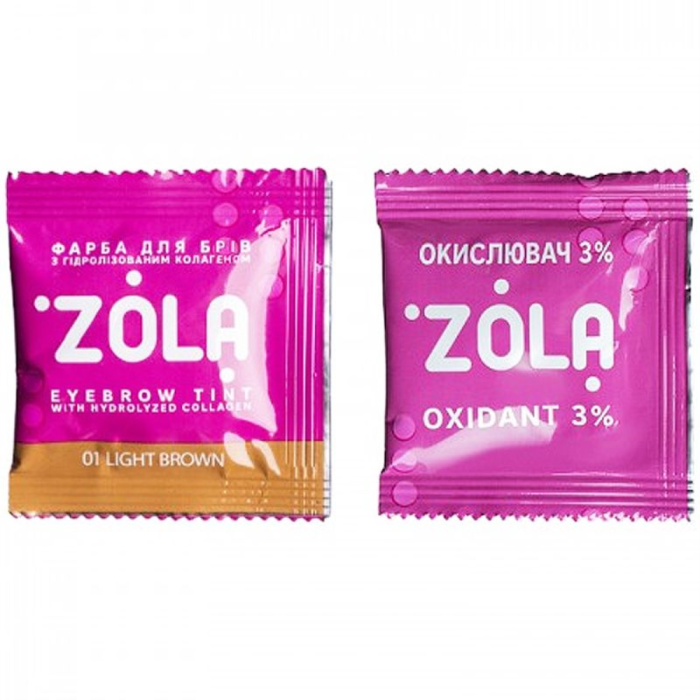 ZOLA Eyebrow Tint With Collagen - фарба для брів із колагеном у саше, (01 Light Brown), 5 мл