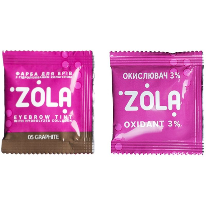 ZOLA Eyebrow Tint With Collagen - фарба для брів із колагеном у саше, (05 Graphite), 5 мл