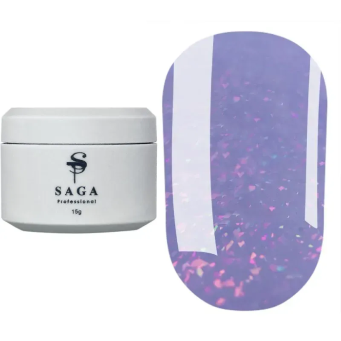SAGA Professional Builder Gel Magic № 05 - гель для нарощування з поталлю, бузково-блакитний, 15 мл