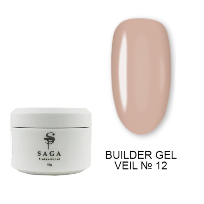 SAGA Professional Builder Gel Veil № 12 - гель для нарощування, 15 мл