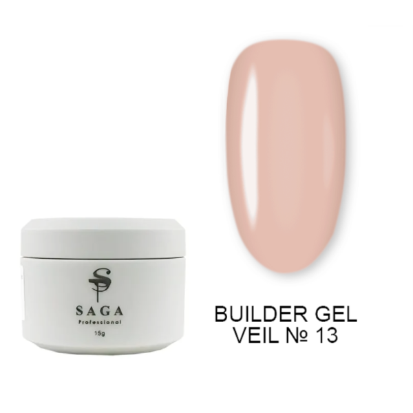 SAGA Professional Builder Gel Veil № 13 - гель для наращиванния, 15 мл