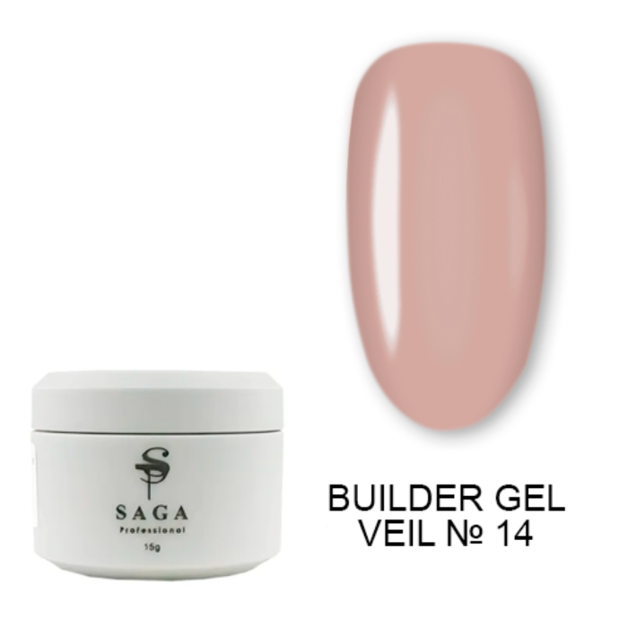 SAGA Professional Builder Gel Veil № 14 - гель для нарощування, 15 мл