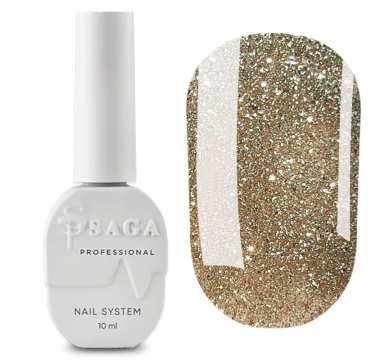 Гель-лак светоотражающий SAGA Professional Fiery Gel №37, светлое золото с микроблеском, 10 мл