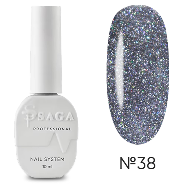 Гель-лак світловідбивний SAGA Professional Fiery Gel №38, сріблястий, 10 мл