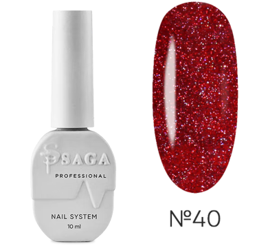 Гель-лак світловідбивний SAGA Professional Fiery Gel №40, червоний, 10мл