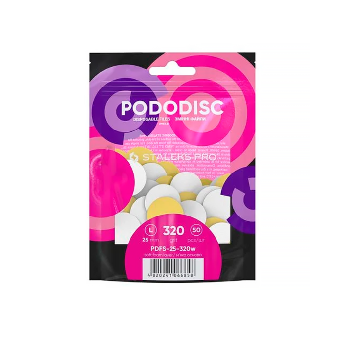 Змінні файли білі на м'якій основі для педикюрного диска Pododisc Staleks Pro L 320 грит (50 шт.)