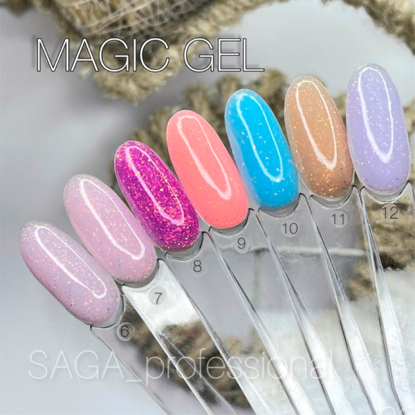 SAGA Professional Builder Gel Magic № 09 - гель для нарощування з поталлю, рожевий персик, 15 мл