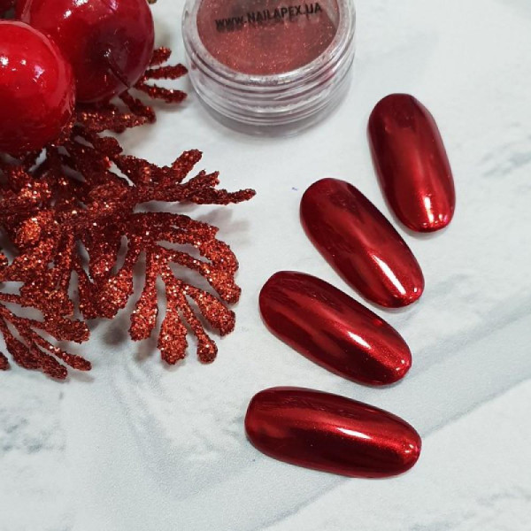 Втирка для нігтів NailApex Red Chrome 1286, дзеркальна, червона