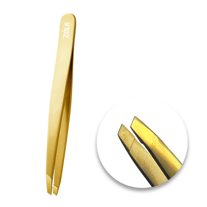 Пінцет професійний для брів ZOLA GOLD (скошений)