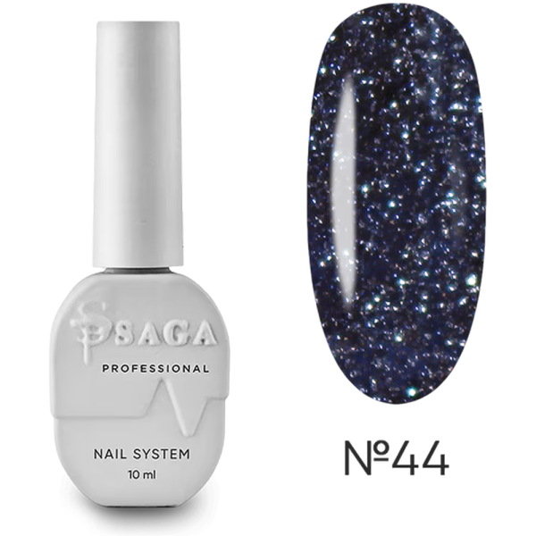 Гель-лак світловідбивний SAGA Professional Fiery Gel №44, чорний, 10 мл