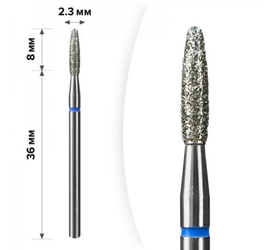 Фреза алмазная Mart - пламя тупое 2,3*8, 1М-055, синяя