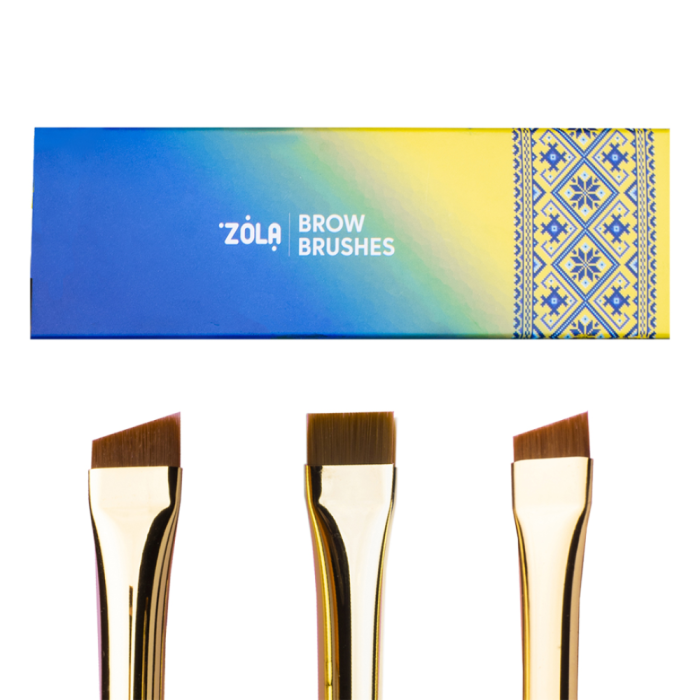 ZOLA Brow Brushes Ukraine - набір пензлів для фарбування брів професійний, 3 шт.