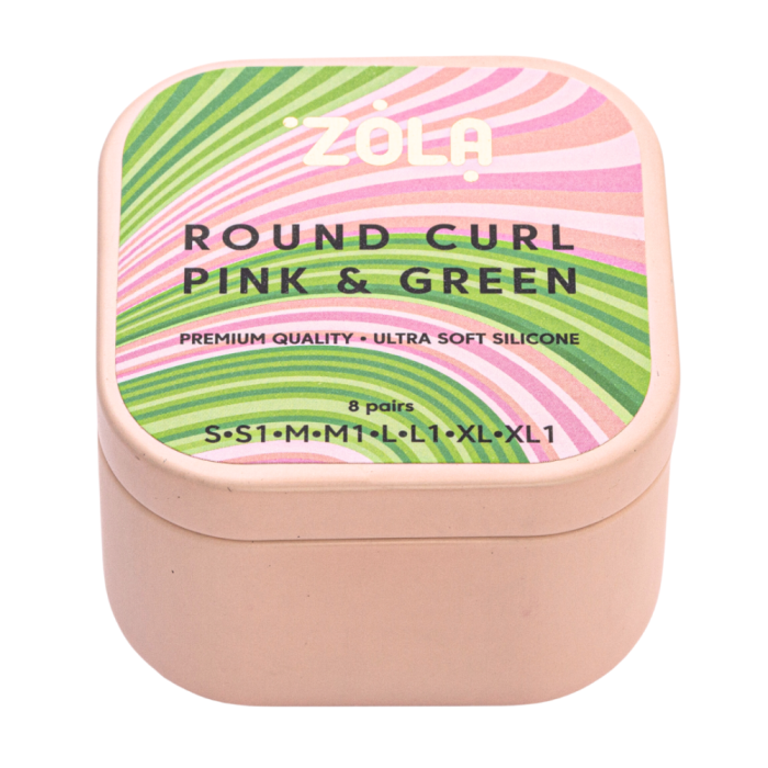 Валики для ламинирования ресниц ZOLA Round Curl Pink & Green, набор (S, S1, M, M1, L, L1, XL, XL1)