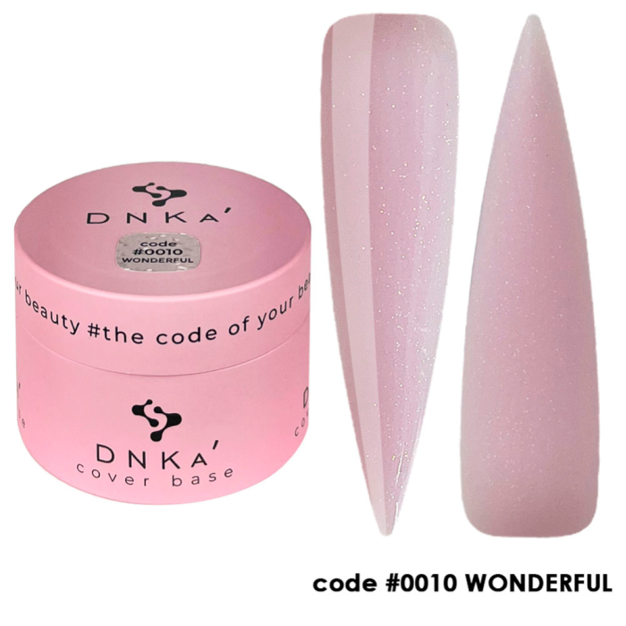 База камуфлююча DNKa Cover Base №0010 Wonderful, ніжно-рожева з опалими блискітками, 30 мл