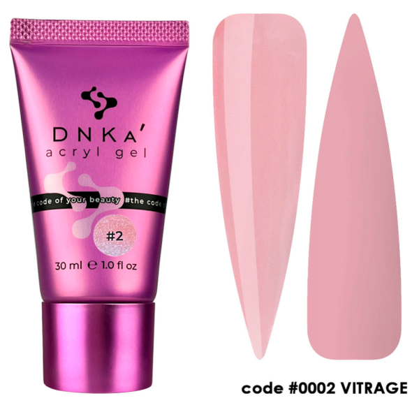 DNKa Acryl Gel №0002 Vitrage - акрил-гель у тюбику, напівпрозорий рожевий, 30 мл