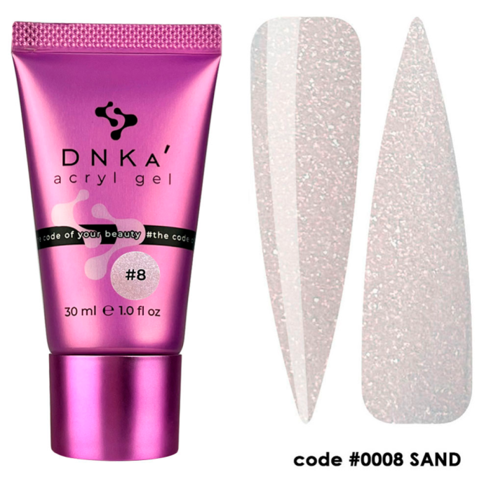 DNKa Acryl Gel №0008 Sand - акрил-гель у тюбику, бежевий із шимером, 30 мл