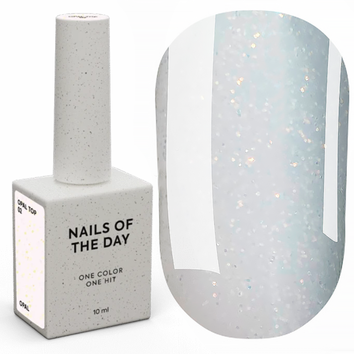 NAILSOFTHEDAY Opal Top №02 - топ з опаловими блискітками, без липкого шару, 10 мл