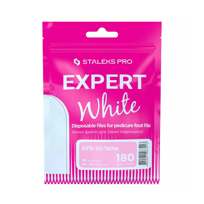 Змінні файли білі для основи педикюрної Staleks Pro Expert 10, 180 грит (30 шт.)
