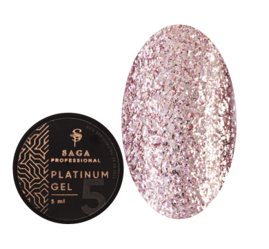 SAGA Platinum Paint № 05 - гель-фарба з поталлю, рожевий, металік, 5 мл