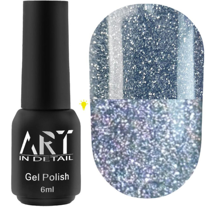 Гель-лак светоотражающий ART Flash Gel Polish №FG004, серебристо-серый, 6 мл