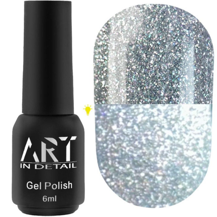 Гель-лак світловідбивний ART Flash Gel Polish №FG005, світлий сріблястий, 6 мл