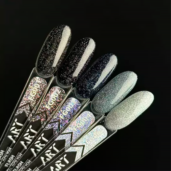Гель-лак светоотражающий ART Flash Gel Polish №FG005, светлый серебристый, 6 мл