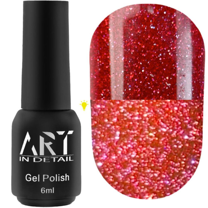 Гель-лак світловідбивний ART Flash Gel Polish №FG006, яскраво-червоний, 6 мл