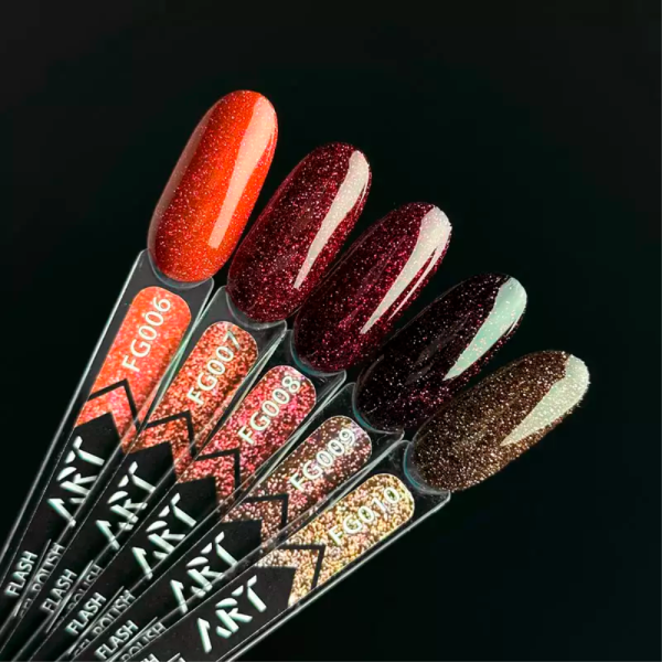 Гель-лак світловідбивний ART Flash Gel Polish №FG006, яскраво-червоний, 6 мл