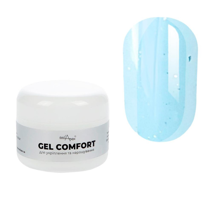 Nailapex Comfort Gel №11 - гель моделирующий без опила, бело-голубой с поталью, 30 г