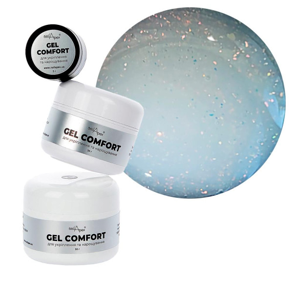 Nailapex Comfort Gel №14 - гель моделирующий без опила, молочный полупрозрачный с блестками, 30 г